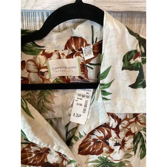 Capistrano Essentials Size 26 Button Short Sleeve Beige Floral Print nwt - Picture 3 of 5
